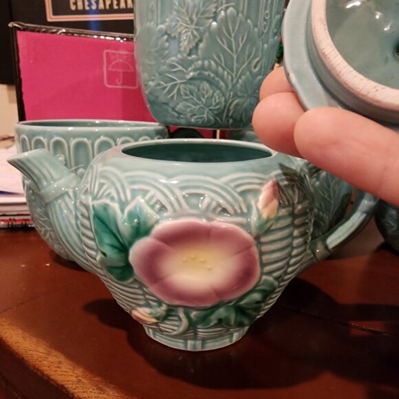 Vintage 1989 Haldon Group Basketweave Floral Tea Set – Service for 5 - Picture 4 of 10